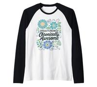 Dysautonomia Chronically Awesome Awareness Floral Design Raglan Baseball Tee