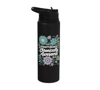 Dysautonomia Chronically Awesome Awareness Floral Design Stainless Steel Insulated Water Bottle