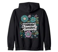 Dysautonomia Chronically Awesome Awareness Floral Design Zip Hoodie