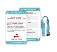 Dysautonomia.Medical Card with Writable Panel and Patterned Lanyard Emergency Contact Card