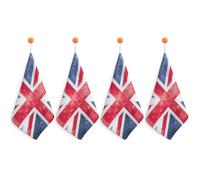 Dyscalibro 4 Piece Hanging Hand Towels, Vintage Union Jack British Flag Small Dry Hand Towel for Kitchen Bathroom