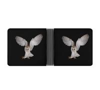 Dyscalibro Coin Pocket, Barn Owl Leather Wallet, Bifold Credit Card Leather Slim Purse