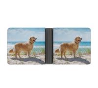 Dyscalibro Coin Pocket, Golden Retriever Leather Wallet, Bifold Credit Card Leather Slim Purse