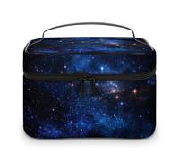 Dyscalibro Cosmetic Bag, Aurora Starry Sky Space Starry Night Sky Makeup Bag, Leather Travel Toiletry Bag for Women
