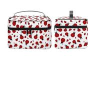 Dyscalibro Cosmetic Bag, Ladybugs Pattern Infinite Speckled Makeup Bag, Leather Travel Toiletry Bag for Women