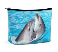 Dyscalibro Cosmetic Bag, Playful Dolphins Makeup Bag, Portable Toiletry Bag with Zipper for Daily Use, Travel
