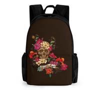 Dyscalibro Daypack, Floral Sugar Skull Day of The Dead Backpack, Rucksack with Pockets for Hiking Camping Travel