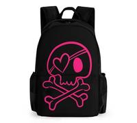 Dyscalibro Daypack, Pink Cute Skull Backpack, Rucksack with Pockets for Hiking Camping Travel