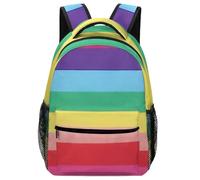 Dyscalibro Durable Oxford Cloth Casual Daypack, Rainbow Colored Horizontal Striped Lines Backpack, College Bag for Boys, Girls, Travel, Sports
