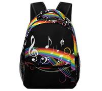 Dyscalibro Durable Oxford Cloth Casual Daypack, Rainbow Music Musical Note Backpack, College Bag for Boys, Girls, Travel, Sports