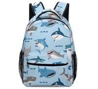 Dyscalibro Durable Oxford Cloth Casual Daypack, Shark Blue Cute Cartoon Backpack, College Bag for Boys, Girls, Travel, Sports