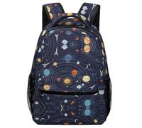 Dyscalibro Durable Oxford Cloth Casual Daypack, Space Rocket Planet Solar System Backpack, College Bag for Boys, Girls, Travel, Sports