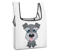 Dyscalibro Foldable Shopping Bag, Cute Schnauzer Dog Reusable Grocery Bag, Washable Tote Bag for Daily Use Travel Bags