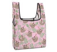 Dyscalibro Foldable Shopping Bag, Cute Sloth Reusable Grocery Bag, Washable Tote Bag for Daily Use Travel Bags