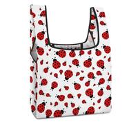Dyscalibro Foldable Shopping Bag, Ladybugs Pattern Infinite Speckled Reusable Grocery Bag, Washable Tote Bag for Daily Use Travel Bags
