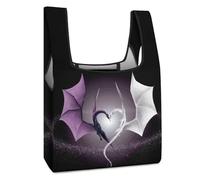 Dyscalibro Foldable Shopping Bag, Purple And Wirte Dragons Reusable Grocery Bag, Washable Tote Bag for Daily Use Travel Bags