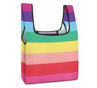 Dyscalibro Foldable Shopping Bag, Rainbow Colored Horizontal Striped Lines Reusable Grocery Bag, Washable Tote Bag for Daily Use Travel Bags