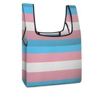 Dyscalibro Foldable Shopping Bag, Transgender Flag Reusable Grocery Bag, Washable Tote Bag for Daily Use Travel Bags