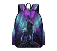 Dyscalibro Rucksack, Wolves Howl in The Northern Lights Backpack, Casual Daypack for Outdoors,Sport,Travel