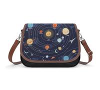 Dyscalibro Shoulder Bag, Space Rocket Planet Solar System Crossbody Bag, Leather Handbag for Ladies Travel Work Daily Use