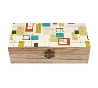 Dyscalibro Square Wood Box, Mid Century Modern Wooden Storage Box, Decorative Home Wood Box for Collectibles