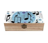 Dyscalibro Square Wood Box, Polka Dot Music Note Wooden Storage Box, Decorative Home Wood Box for Collectibles
