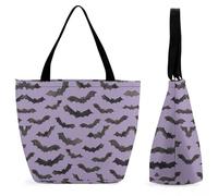 Dyscalibro Tote Bag with Zip, Cute Bat Beach Bag, Large Shoulder Bag for Daily, Travel