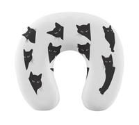Dyscalibro Travel Pillow, Cute Black Cat Group Neck Pillow for Traveling, Memory Foam Portable Support Pillow Sleeping Rest Cushion