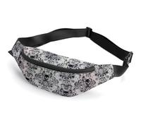 Dyscalibro Waist Bag, Gothic Skull Damask Scary Halloween Bumbag, Adjustable Fanny Pack for Running Walking Hiking