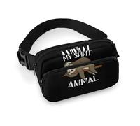 Dyscalibro Waist Bag, My Sprirt Animal Sloth Bumbag, Adjustable Fanny Pack for Running Walking Hiking