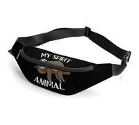 Dyscalibro Waist Bag, My Sprirt Animal Sloth Bumbag, Adjustable Fanny Pack for Running Walking Hiking