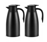 Dyserbuy 2L Thermal Jug, Double Walled Vacuum Insulated Pot | Stainless Steel Coffee Carafe with Press Button Top for Coffee/Juice/Milk/Tea Black