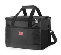 Dyserbuy 30L Large Cool Bag, Reusable Tote Cooler Bag, Insulated Picnic Lunch Bag Box, Picnic Bag for Camping, BBQ, Travel, Family and Outdoor Activities (Black)