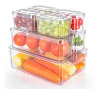 Dyserbuy Fridge Organisers, Stackable Storage Containers, Set of 7 | Clear Plastic Storage Bins with Lidsto Keep Fresh for Fruits Vegetable Freezer Kitchen Pantry Cabinet Cupboard