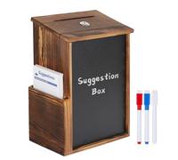 Dyserbuy Wooden Suggestion Box, Suggestion Box Lockable with 3 Pens, 50 Suggestion Cards and 2 Keys, Donation Boxes for Charity, Supermarkets Schools Hospitals Communities and Homes