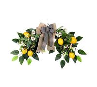 Dysetcs 21.6Inch Artificial Lemon Floral Swag Front Door Decorative Fruit Swags Hanging Decorative Swag, with Yellow lemons and Bow for Wedding Arch Door Decor,1Pcs