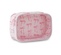 DYSHAYEN Clear Makeup Bag for Women Girls Small Travel Pink Bow Cosmetic Bag Cute Makeup Pouch for Purse Birthday Gifts for Girlfriend Mom Bridesmaid, Pink Bow B