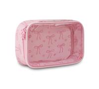 DYSHAYEN Clear Makeup Bag for Women Girls Small Travel Pink Bow Cosmetic Bag Cute Makeup Pouch for Purse Birthday Gifts for Girlfriend Mom Bridesmaid, Pink Bow C, Clear