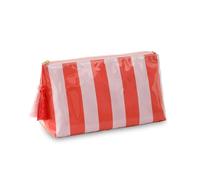 DYSHAYEN Makeup Bags for Purse,Small Clear Coated Cosmetic Bags for Women Girls, Waterproof Travel Organizer Zipper Pouch Beach Vacation Essentials, Pink-Orange