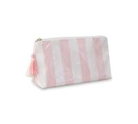 DYSHAYEN Makeup Bags for Purse,Small Clear Coated Cosmetic Bags for Women Girls, Waterproof Travel Organizer Zipper Pouch Beach Vacation Essentials, White-Pink