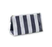 DYSHAYEN Makeup Bags for Purse,Small Clear Coated Cosmetic Bags for Women Girls, Waterproof Travel Organizer Zipper Pouch Beach Vacation Essentials, White-Navy