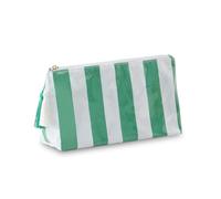 DYSHAYEN Makeup Bags for Purse,Small Clear Coated Cosmetic Bags for Women Girls, Waterproof Travel Organizer Zipper Pouch Beach Vacation Essentials, White-Green