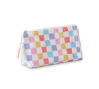 DYSHAYEN Makeup Bags for Purse,Small Clear Coated Cosmetic Bags for Women Girls, Waterproof Travel Organizer Zipper Pouch Beach Vacation Essentials, Rainbow Gingham, Clear