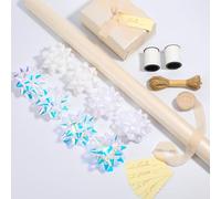 DYSHIPEN 30" Wrapping Paper Rolls with Gift Bows,Crimped Curling Ribbons,Silk Like Satin Ribbon and Gift Tags For Christmas Gift Wrapping Birthday Baby Shower Wedding(16.4 Ft). (White, 30 Inch)