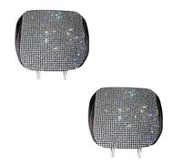 Dyshuai 2 Pcs Bling Car Headrest Covers,Universal Glitter Car Seat Headrest Covers,Soft Flannel Headrest Covers for Cars Truck SUV Auto (White)
