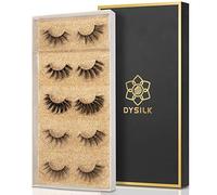 DYSILK Wispy Fluffy False Eyelashes 5 Pairs - 6D Faux Mink Lashes Natural Look Strip Lashes Soft Reusable Up to 15 Wears Lightweight Lash Pack |15mm-18mm