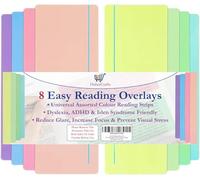 Dyslexia Overlays Reading Ruler Coloured Overlays For Dyslexia ADHD & Irlen Overlay For Reading Aid Tracking Ruler Overlay For Dyslexia Easy Reading & Visual Stress (8 Assorted Colour Reading Rulers)