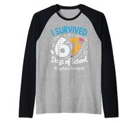 Dyslexia Therapist Survived 67 Days of School Humor Design Raglan Baseball Tee