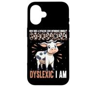 Dyslexic Cow Humorous Dyslexia Awareness Case for iPhone 16