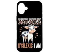 Dyslexic Cow Humorous Dyslexia Awareness Case for iPhone 16 Plus
